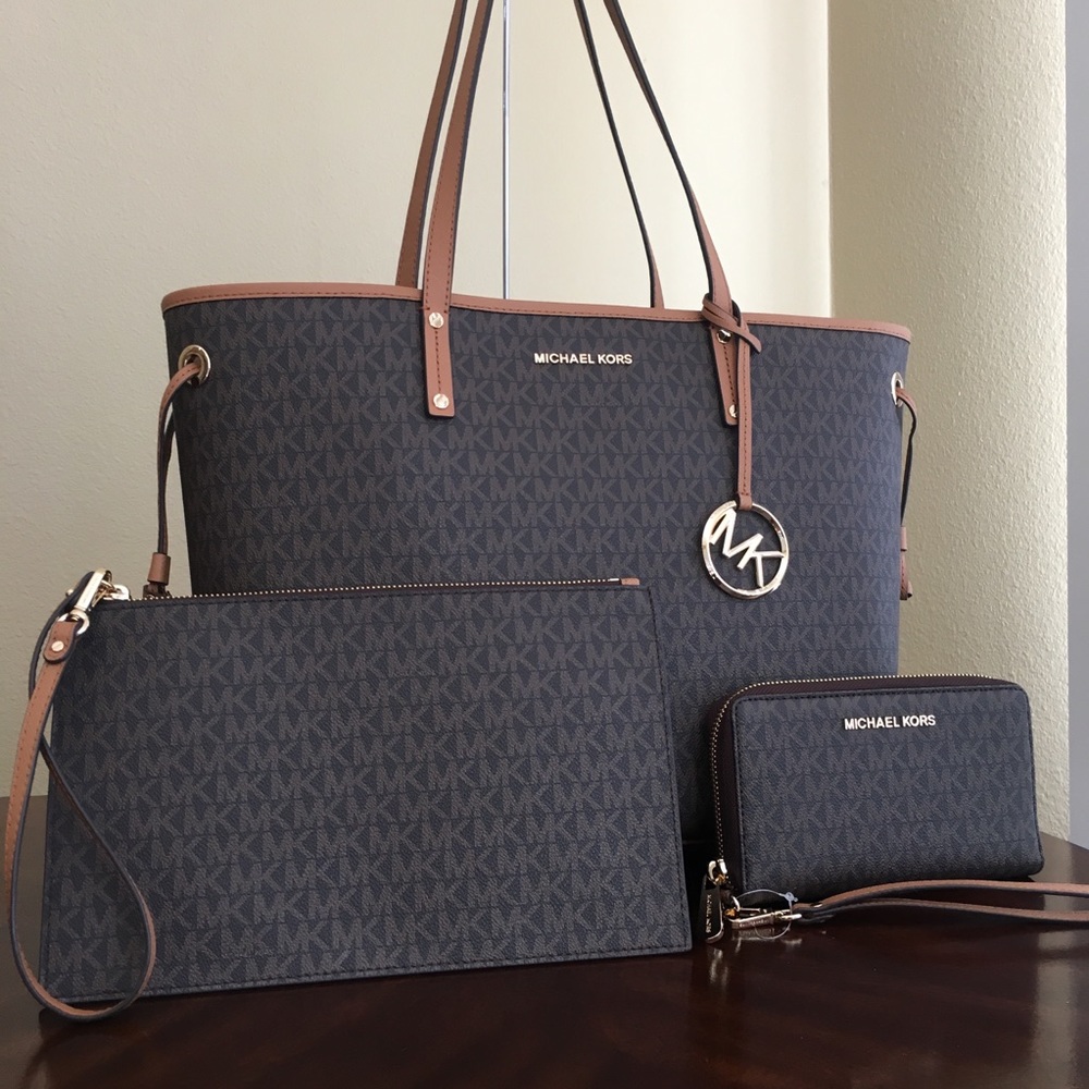3PCS Michael Kors Large Tote clutch & wallet - Picture 2 of 8